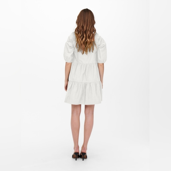 ONLY White Marylee Square neck babydoll tiered dress - Picture 3 of 9